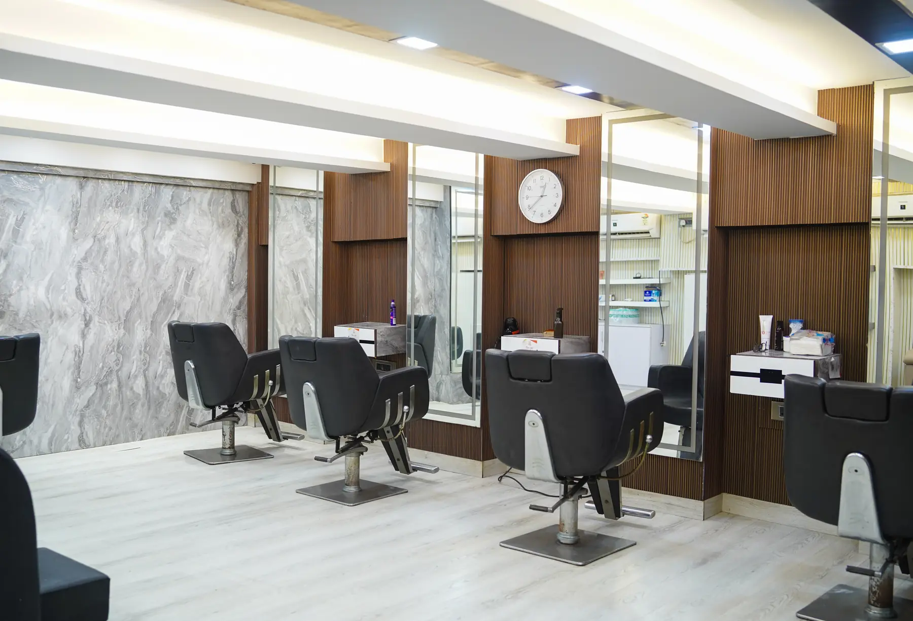 Professional styling workstations at L7 Salon Kolkata